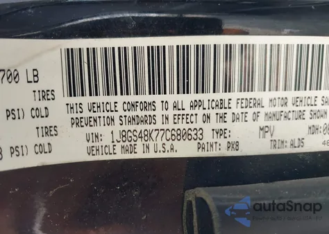 2007 Jeep Grand Cherokee Laredo z USA, uszkodzony, nr VIN 1J8GS48K77C680633